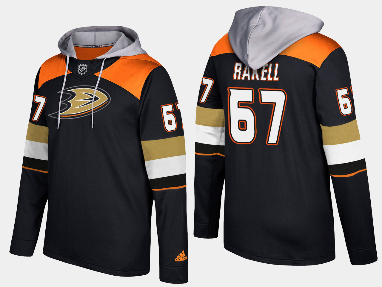 Men NHL Anaheim ducks #67 rickard rakell black hoodie->anaheim ducks->NHL Jersey
